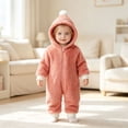 thumbnail image 6 of YDFCWXW Baby Girl Winter Hooded Jumpsuit Romper Baby Warm Snowsuit Clothes Set (Pink, 6-12 Months), 6 of 7