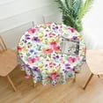 thumbnail image 3 of Spring Summer Floral Round Tablecloths 60 Inch Purple Pink Watercolor Flowers Table Cloth Wipeable Table Cover Protector Wildflower Table Covers for Party, Picnic, Dinning, Weddings, 3 of 6