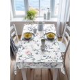 thumbnail image 3 of Spring Flowers Rectangle Tablecloth, Blue Pink Floral Leaves Pastoral Botanical Waterproof & StainResistant Tablecloth, Washable Oil-proof Table Cover for Dining/Party/Wedding/Camping/Buffet 52x70 In, 3 of 9