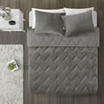 thumbnail image 5 of Home Essence Apartment Jasper Solid Chevron Quilted Reversible Microfiber to Cozy Plush Comforter Mini Set, Full/Queen, Grey, 5 of 6
