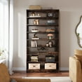 thumbnail image 4 of Fnova 70.87"H Tall Storage Shelf, Modern Freestanding Wooden Bookshelf with 8 Adjustable Shelves, Large Open Bookcase Display Organizer for Living Room, Bedroom, Home Office, Dark Brown, 4 of 20