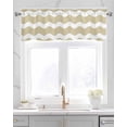 thumbnail image 2 of Faux Linen Valances for Windows Light Brown Sea Wave Ripple Stripe Curtains Valance Light Filtering Rod Pocket Small Window Treatment for Kitchen Living Room Bedroom 54x18In, 2 of 6