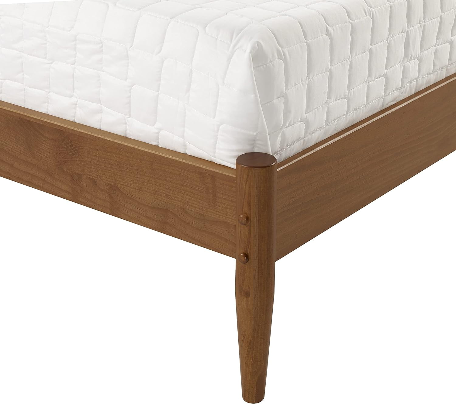 Camaflexi Mid Century Platform Bed Queen Size Solid Wood Bed Frame, Castanho 100% Solid Wood