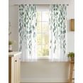 thumbnail image 4 of Eucalyptus Leaf Sage Green Sheer Curtains 54 Inch Length 2 Panels Set for Living Room/Bedroom, Spring Weeping Leaves Botanical Kitchen Curtains Grommet Semi-Sheer Curtains Window Treatments 42"x54"x2, 4 of 7