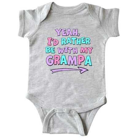 

Inktastic Yeah I d Rather be with My Grampa in Pink Blue and Purple Gift Baby Boy or Baby Girl Bodysuit