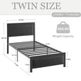 thumbnail image 4 of VECELO Set of 2 Metal Bed Frame, Twin Size Platform Bed Frame with Nailhead Upholstered Headboard, No Box Spring Needed, Black, 4 of 7