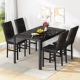 thumbnail image 7 of Baxluxe 4-Person Dining Table and Chairs Set, Faux Marble Kitchen Table with 4 Velvet Dining Chairs, Rectangle Dining Table Set for 4, 5 Pieces Dinette Set for Breakfast Nook, Apartment, Black, 7 of 7