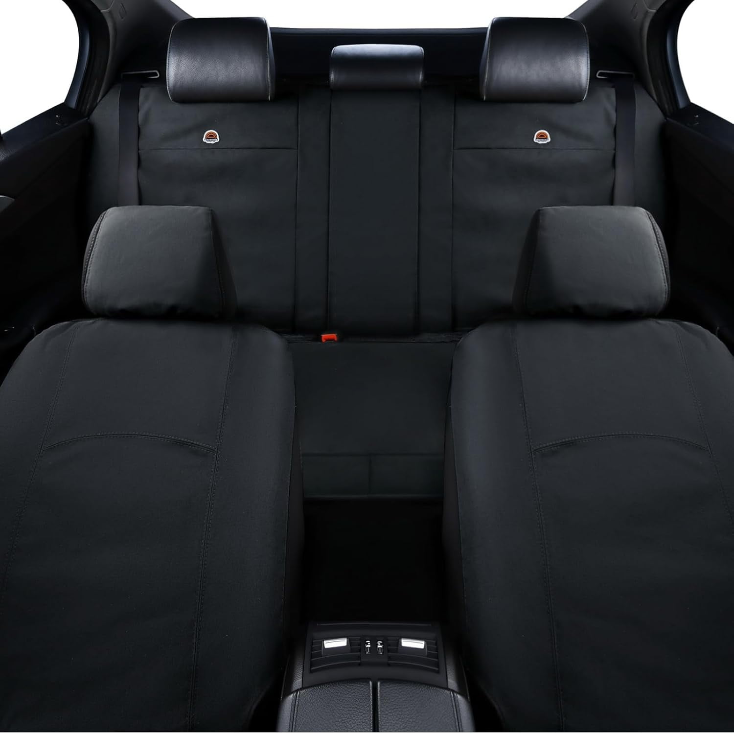 Coverado Back Car Seat Covers, Waterproof Canvas Rear Seat Protectors, Auto Interior Cushions Universal Fit for Kids & Dogs, Black