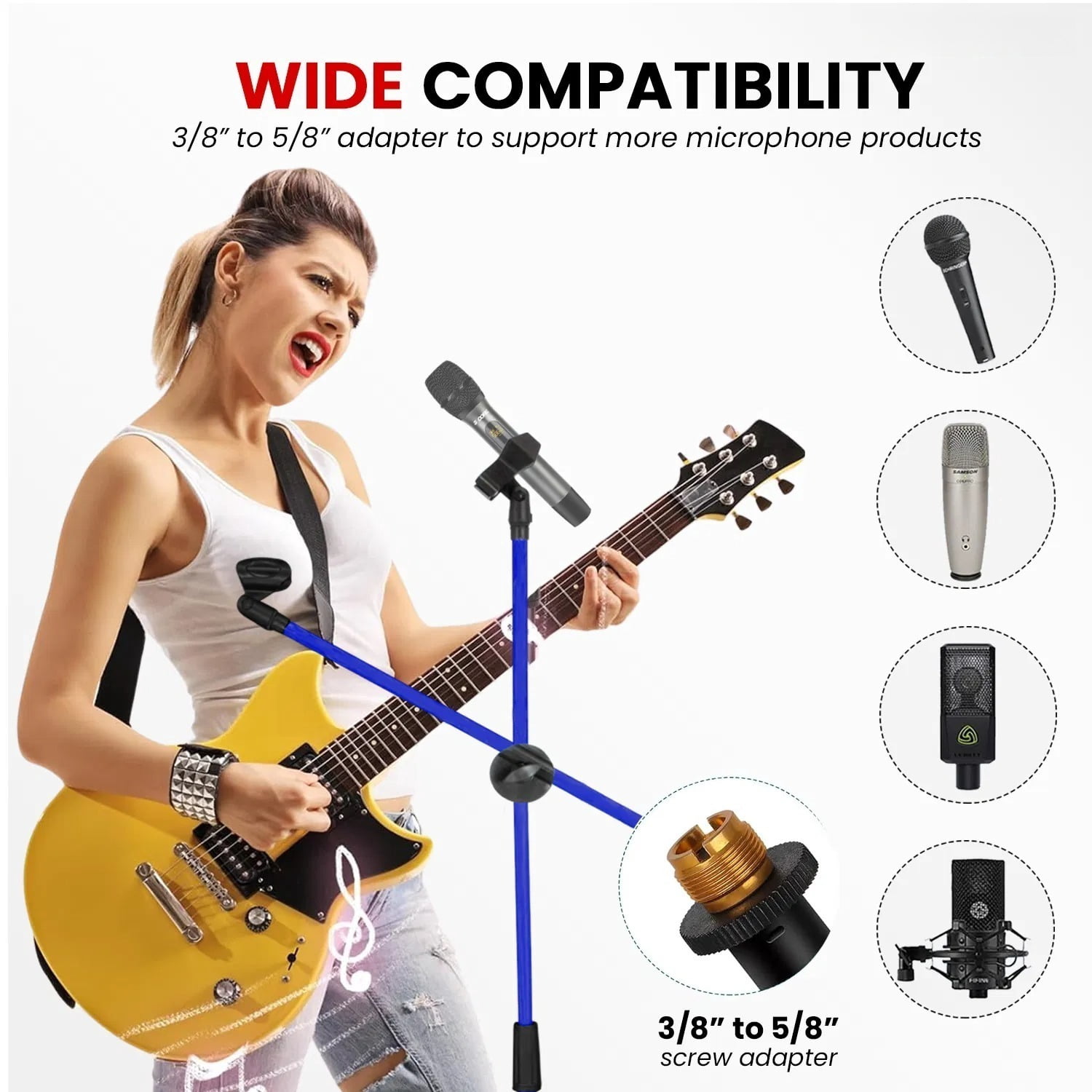 Floor-standing Microphone Stand, Universal Adjustable Tripod Microphone Arm Support, Capable of Holding 2 Microphones, with Adjustable Height. Applicable To Concerts and Recording Studios