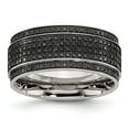 thumbnail image 1 of Stainless Steel Polished 1/2ct tw. Diamond Ridged-Edge 10mm Band Ring 11 Size, 1 of 7