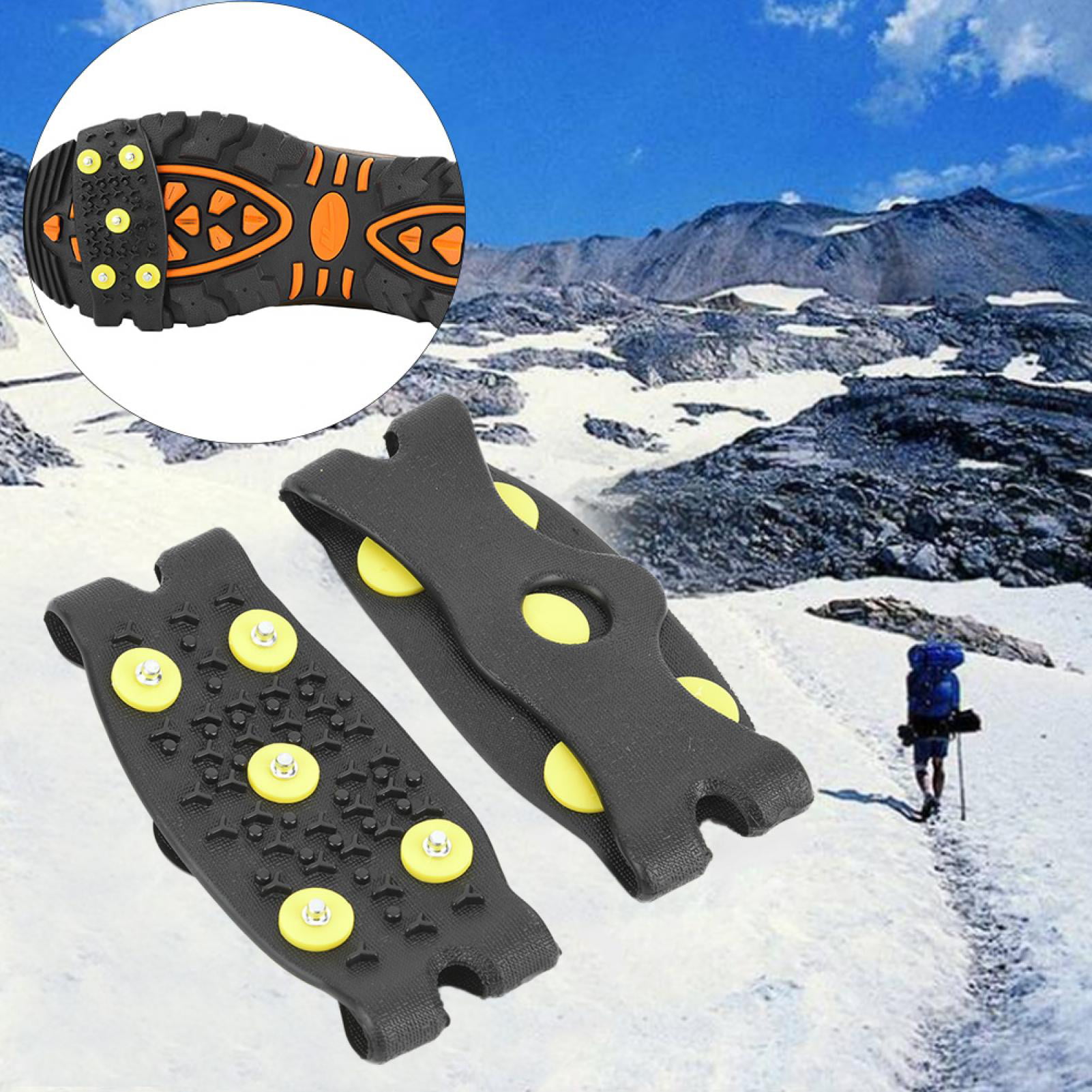 10 Teeth Claws Steel Nail Silicone Crampons Ice Ski Non-slip Shoes Cover Strong 