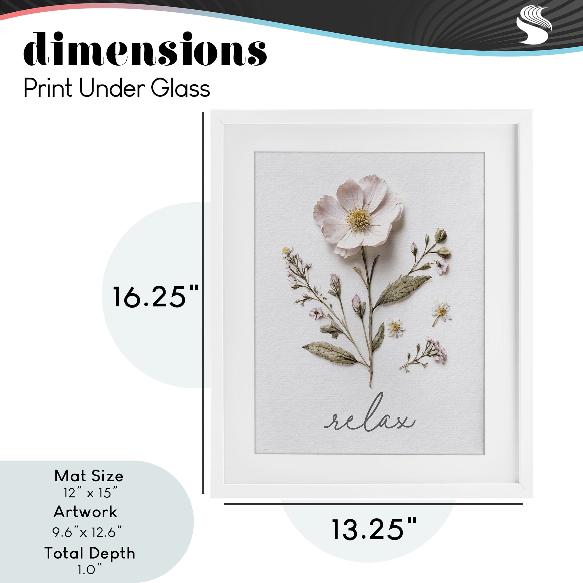 Pressed Flowers Relax White Framed Print Under Glass, design by Lettered and Lined