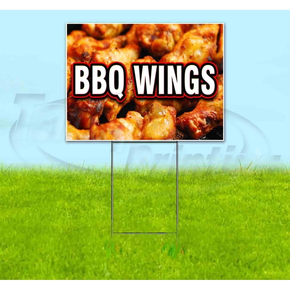 Bbq Wings (18" x 24") Yard Sign, Includes Metal Step Stake