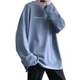 thumbnail image 2 of sunsanly Men T Shirt Fashion Letters Print Round Neck Long Sleeves Loose Casual Spring Autumn Male Basic Pullover Top Streetwear, 2 of 7