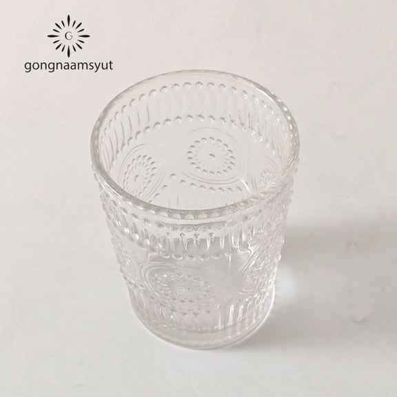 G GONGNAAMSYUT Glass beverageware Clear Glass Drinking Glasses for Water, Juice, Cocktails, Vintage-Inspired Design
