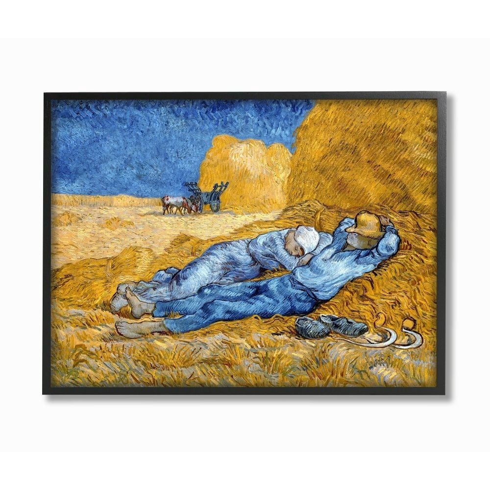 Stupell Industries Break Time Yellow Blue Van Gogh Classical Painting Framed Wall Art by Vincent Van Gogh, 24" x 30", Black Framed