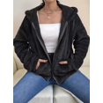 thumbnail image 5 of Women Fuzzy Fleece Jacket Zip Up Oversized Winter Warm Sweatshirt Hoodies Black XXL, 5 of 9