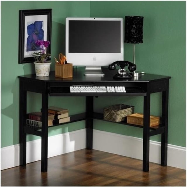 Bowery Hill Corner Computer Desk in Painted Black