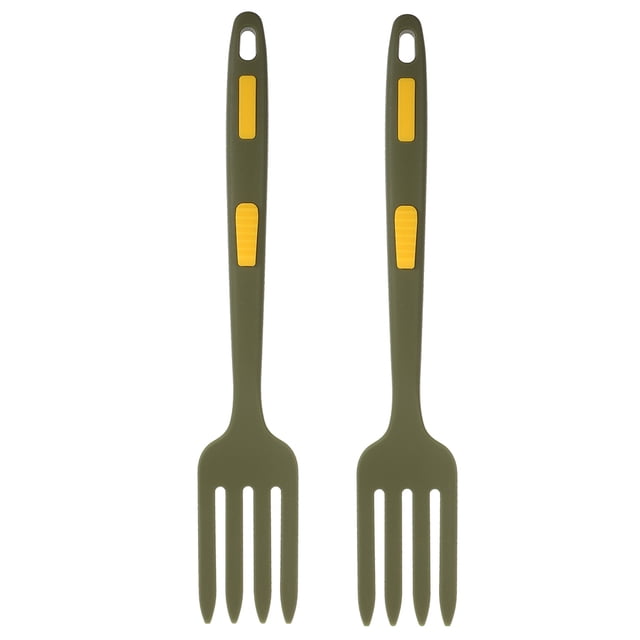 Shisuyan 2Pcs Ergonomic Silicone Forks Multi-function Dinner Forks Household Food Forks Home Supply