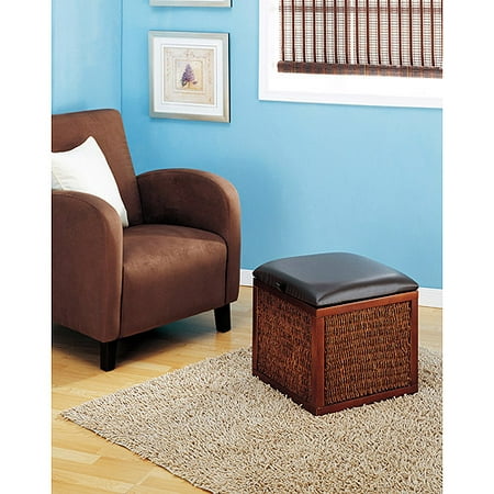 Dark Cocoa Storage Ottoman, Brown