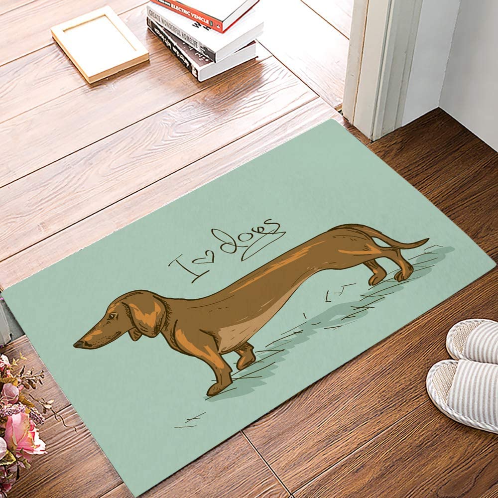 Entry Way Door Mat Dachshund I Love Dogs Mats Carpet, 20x32