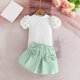 thumbnail image 4 of Odeerbi 18M-8Y Niñas Trajes de Verano Tops de Manga Corta de Algodón Con Falda Plisada Conjunto de Dos Piezas Falda Con Lazo Conjunto de Dos Piezas Falda Con Lazo, 4 of 5