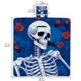 thumbnail image 2 of Skeleton Canvas Picnic Mat Waterproof Outdoor Blanket Portable Beach Mat Extra Large Foldable with Handles Blue Stripe Pattern 72x80 inches, 2 of 6
