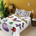 thumbnail image 3 of Ambesonne Colorful Fitted & Top Sheet Set with Shams, Flying Butterflies, Multicolor, 3 of 5