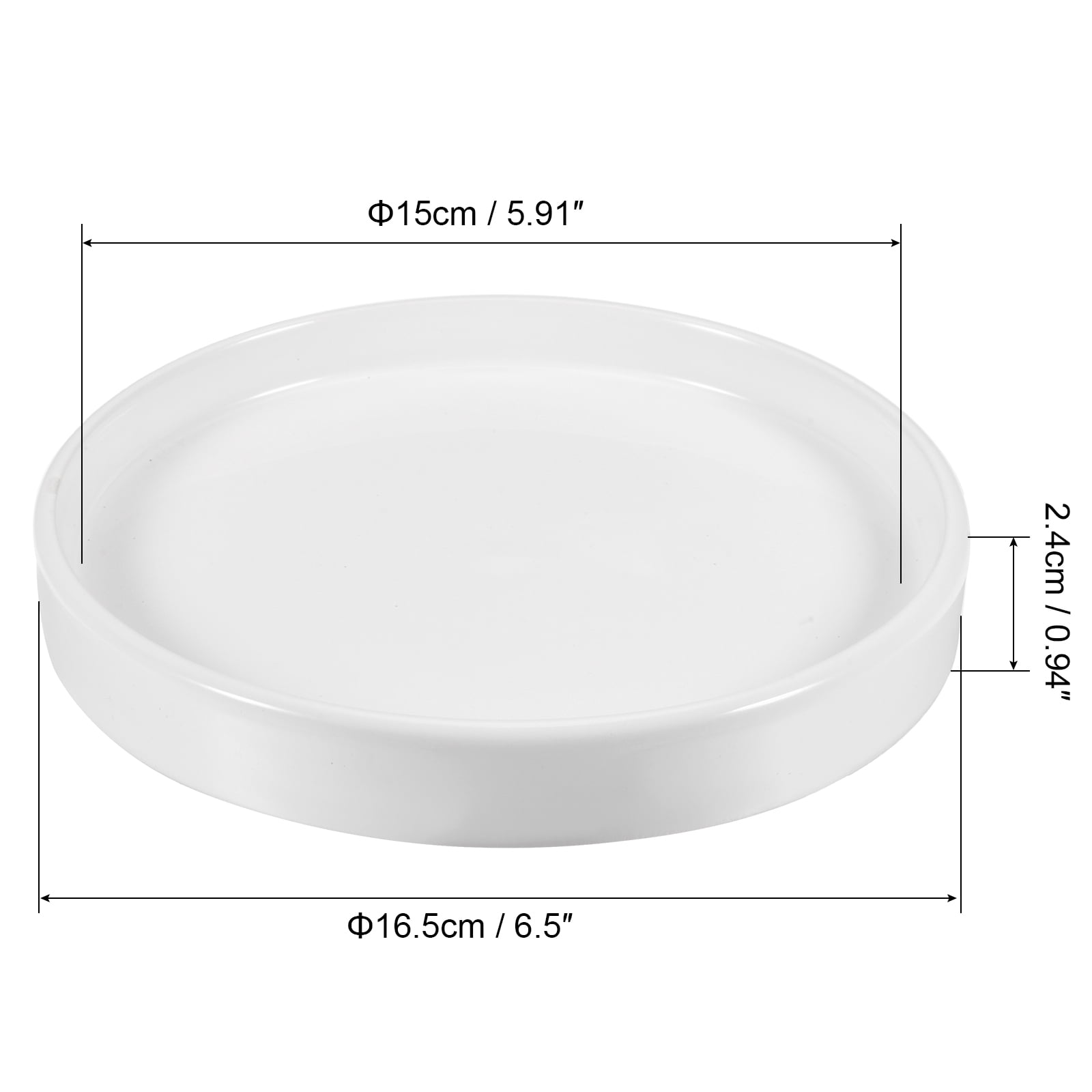 Unique Bargains Round Ceramic Plant Saucer Flower Drip Tray for Gardening White 6.5"