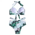 thumbnail image 5 of Women's Bikini Set Underwire Steel Bra Fashion Digital Print High Waist Two Piece Sexy Swimsuit for Beach Summer Vacation,Green,L, 5 of 7