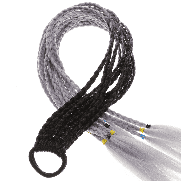 Soimiss Silver Braided Ponytail Extension Hair Piece with Hair Rope Lightweight and Flexible