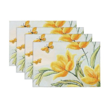 

Fenyluxe Tulip Spring Floral placemats(Yellow) 11.8*17.7in