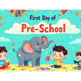 thumbnail image 4 of Colorful and Cheerful First Day Preschool Themed Backdrop Banner with Cartoon Elephant Kids and School Elements Party Decorations for Photography Props Classroom Celebrations Family Gatherings, 4 of 8