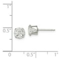 thumbnail image 3 of 925 Sterling Silver 6mm Round Snap Set Cross-cut CZ Stud Earrings; for Adults and Teens; for Women and Men, 3 of 3