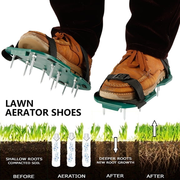 Aerator Shoes,NKTIER Lawn Aerator Spike Shoes 3 Straps With Strong Metal Buckle Heavy Duty Spikes Foot Sandal Setfor Aerating Your Lawn or Yard