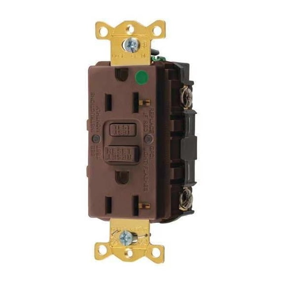 Hubbell Wiring Device-Kellems GFCI Receptacle, 20A, 125VAC, 5-20R, Brown GFR83