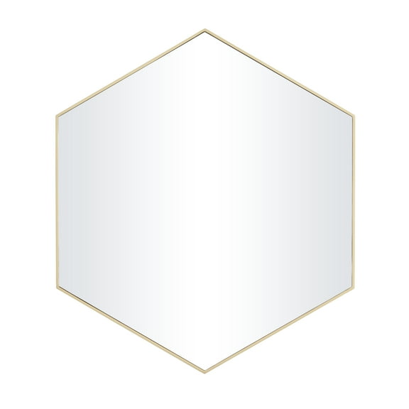 DecMode 24" x 21" Gold Hexagon Wall Mirror with Thin Minimalistic Frame