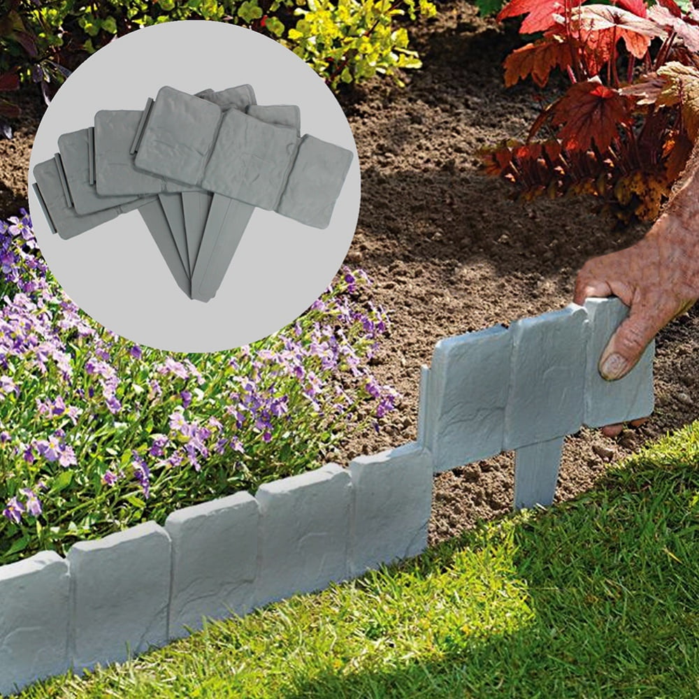 Garden Edging Border Wall Plastic Fence Lawn Grass Flexible 45mm/ 10m 30 Pegs 
