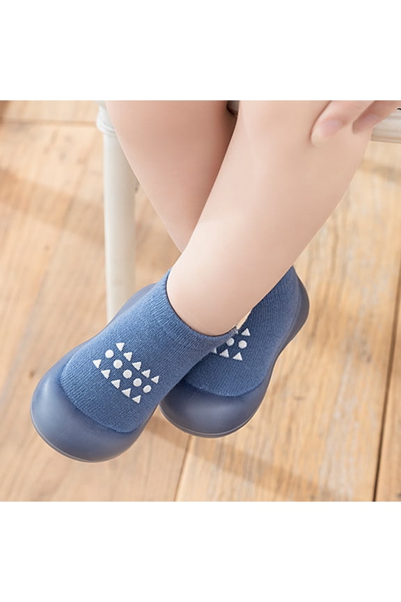 Non- Indoor Walking Socks Gripper Sole First Walker Sock Shoes Blue 7-12Months