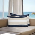 thumbnail image 3 of Navy Beige Striped Outdoor Pillow Covers 20x12 Inch Lumbar Pillow Covers Set of 2 Waterproof Decorative Throw Pillow Cases Gradient Geometric Blue White Cushion Covers for Patio Furniture Garden, 3 of 8