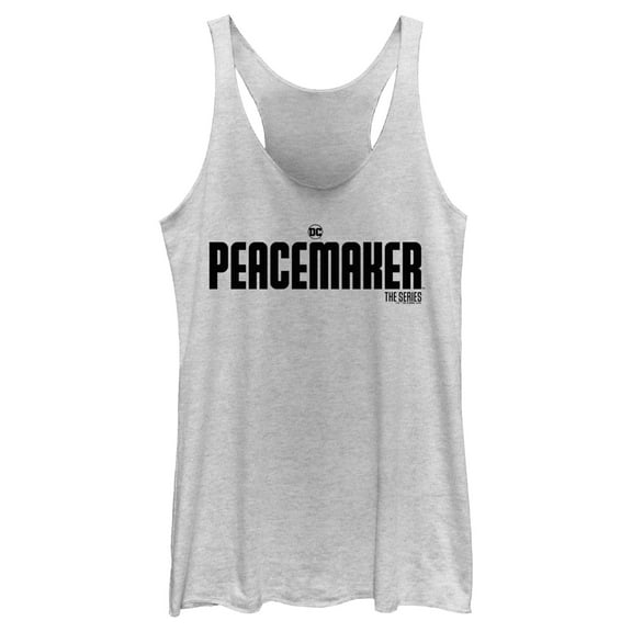 Women's Peacemaker Black Classic Logo Racerback Tank Top White Heather X Small