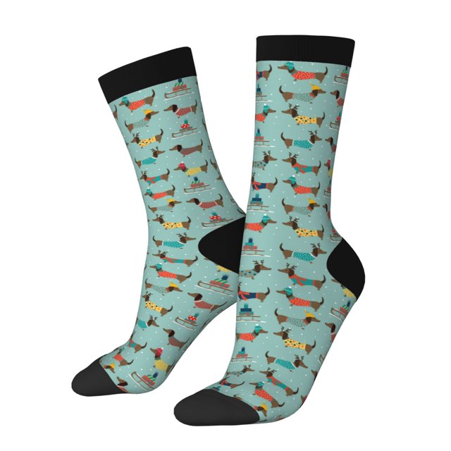 Balery winter ski Dachshund Calcetas Largas con Estampado para Hombre y Mujer – Suaves y Transpirables, Talla Única (US 5-11)