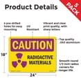thumbnail image 2 of Radioactive Materials OSHA Caution Radiation Aluminum Sign 24 Inch x 18 Inch - 5 Pack, 2 of 8