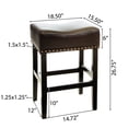 thumbnail image 4 of Of 2 26" Backless Counter Stools In Brown, Bonded Leather Seating, Comfortable Cushions, 2 Seat, Cushion, Hardwood Construction, 4 of 4