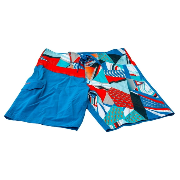 Reebok Men's Geo Board Shorts XL Swimming Trunks Geometric Orange Blue