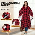 thumbnail image 4 of Catalonia Fleece Wearable Throws Blanket Poncho for Adult Women Men, Red Checker, 2.81 lbs, 4 of 8