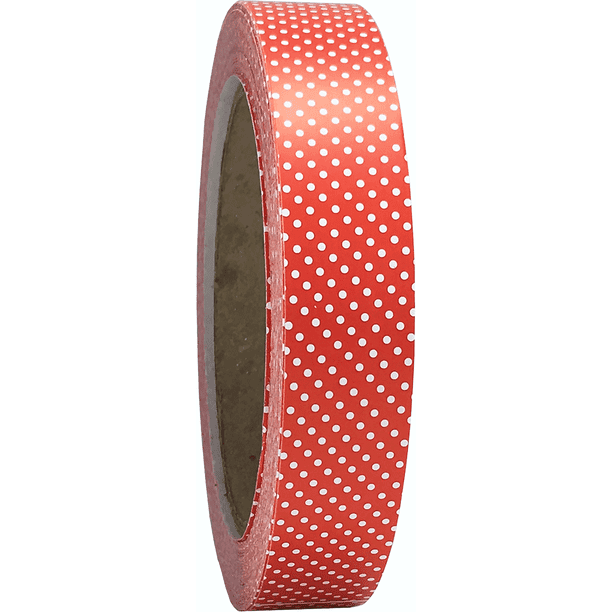 Christmas Holiday Gift Wrapping Tape Red With White Polka Dots 3/4 Inch