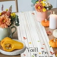 thumbnail image 4 of ERUNPONLY Burnt Orange Pumpkins Fall Table Runner - 36 Inch Long Thanksgiving Botanical Leaf Wooden Cotton Linen Dress Scarves Farmhouse Table Runner for Kitchen Dining, Coffee Table, 13" x 36", 4 of 8