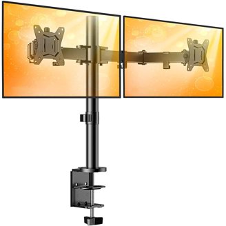 Amer AMR2SV Dual Monitor Stand - Adjustable Height, VESA 100x100/75x75, For 15" To 24" Screens