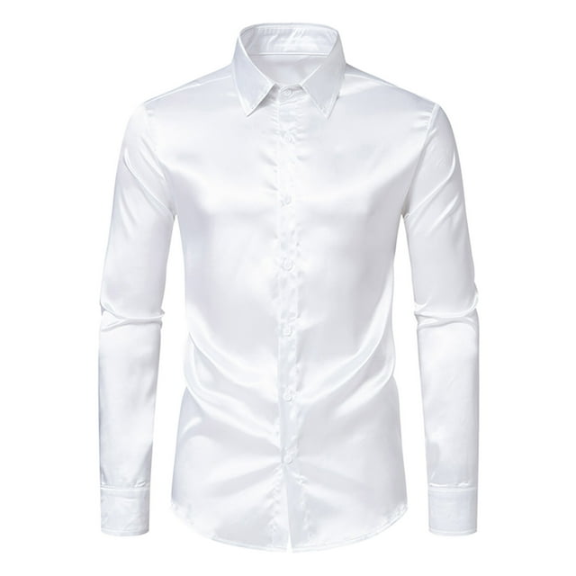 Yuyuzo Men Formal Work Tops Dress Shirts Long Sleeve Button down Lapel V Neck Solid Color Business Blouse